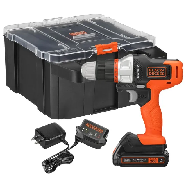 black-decker-20v-max-powerconnect-matrix-cordless-drill-with-storage-case-batter image 1