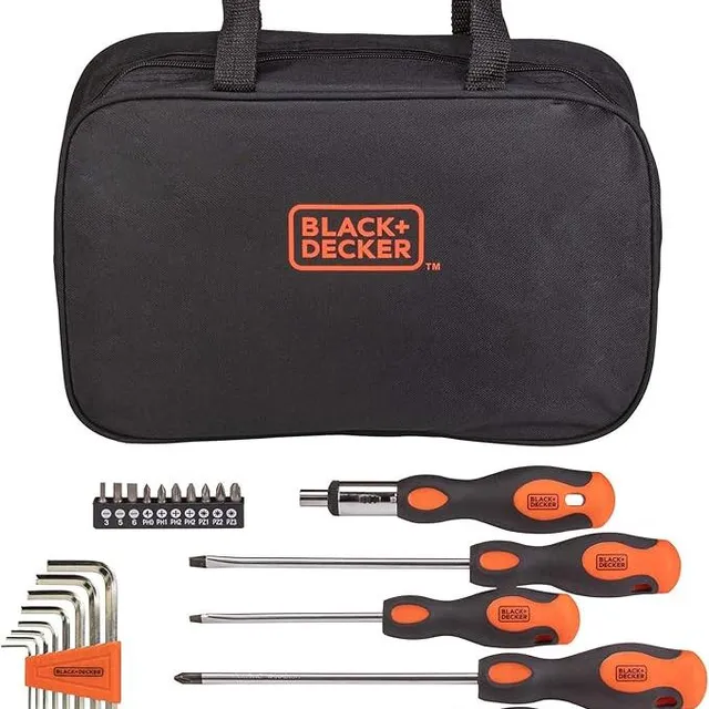 black-decker-23-piece-screwdriver-set-with-storage-bag image 1