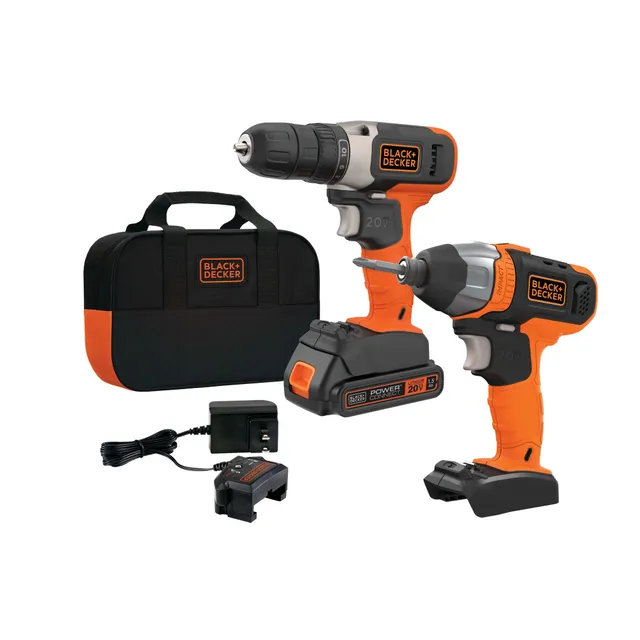 black-decker-20v-max-powerconnect-cordless-drill-and-impact-driver-combo-kit image 1