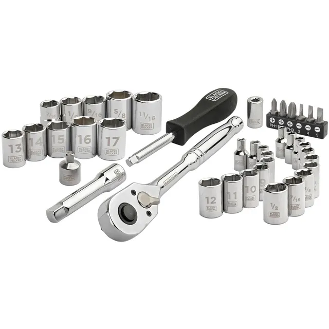 black-decker-40-piece-chrome-mechanic-socket-set-with-carrying-case image 1