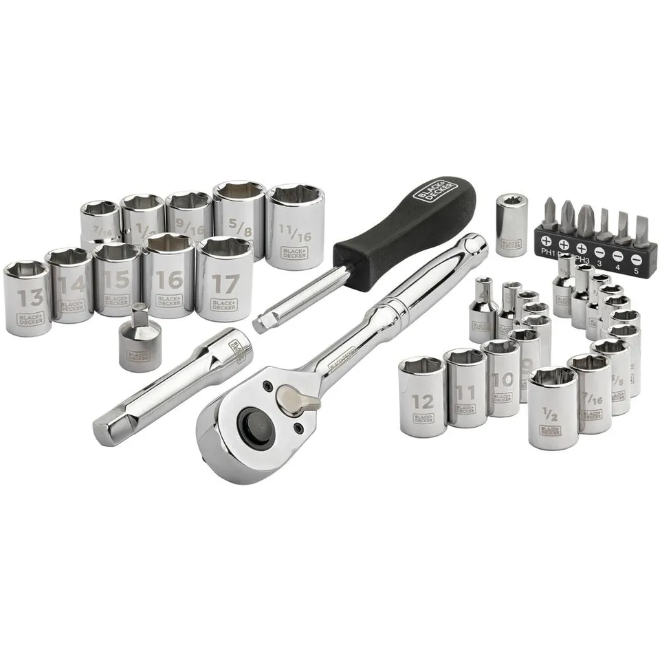 black-decker-40-piece-chrome-mechanic-socket-set-with-carrying-case image 1