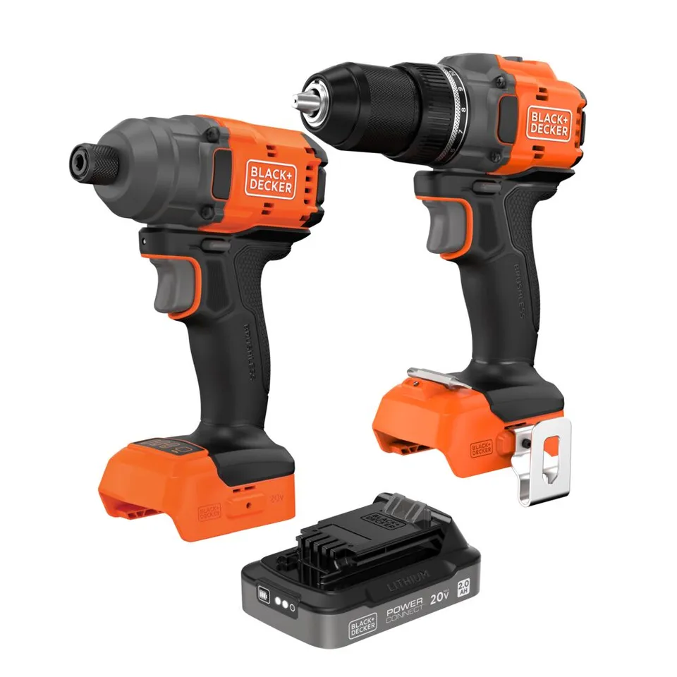 black-decker-20v-max-powerconnect-cordless-brushless-1-2-in-drill-driver-and-1-4 image 1