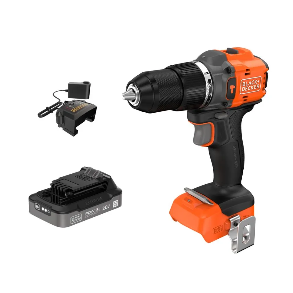 black-decker-20v-max-powerconnect-cordless-brushless-1-2-in-hammer-drill-kit-bat image 1