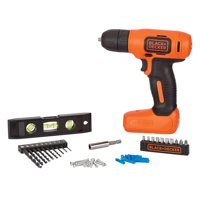 black-decker-8v-max-cordless-drill-43-piece-home-decor-project-kit-compact-usb-r image 1