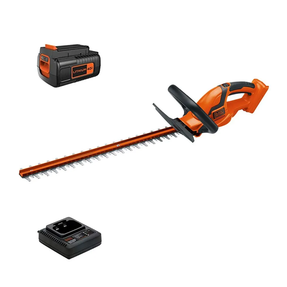 black-decker-40v-max-24-inch-cordless-hedge-trimmer-with-battery-charger image 1