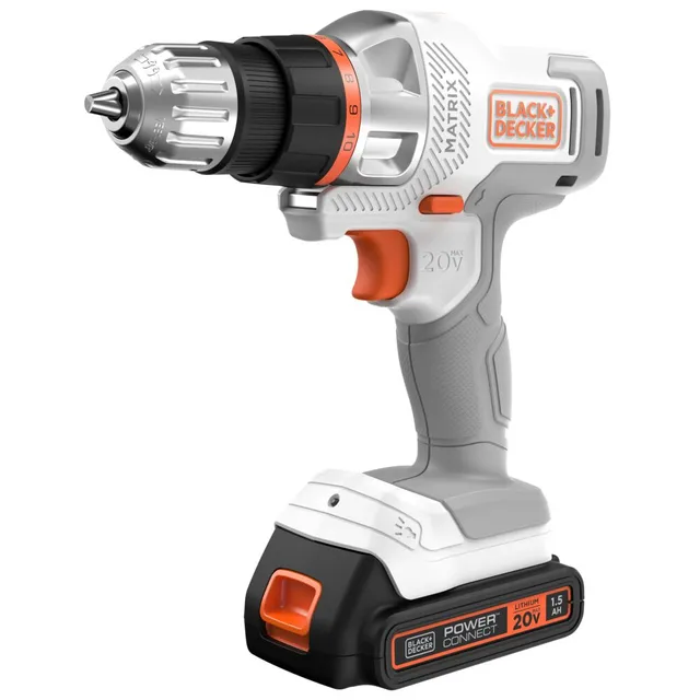 black-decker-20v-max-powerconnect-matrix-cordless-drill-driver-kit-with-battery- image 1