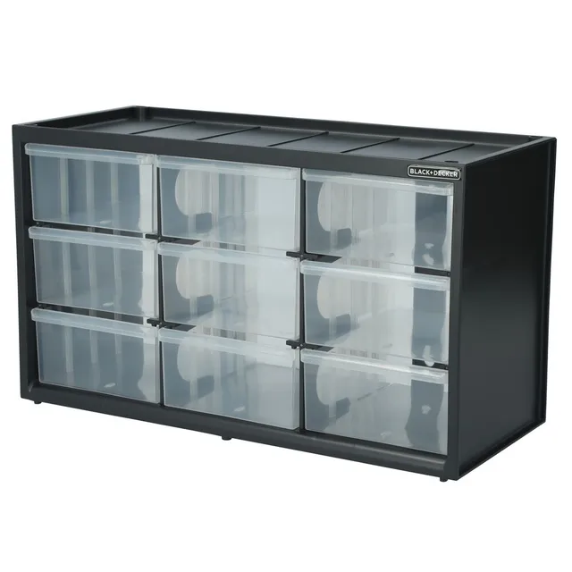 black-decker-large-9-drawer-bin-system-black-stackable-storage-organizer image 1