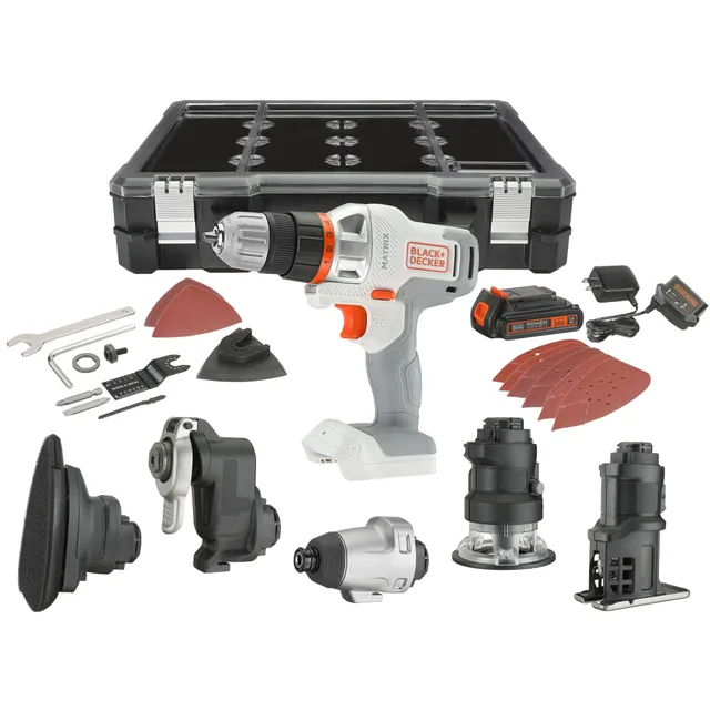 black-decker-20v-max-powerconnect-matrix-cordless-drill-and-6-piece-power-tool-c image 1
