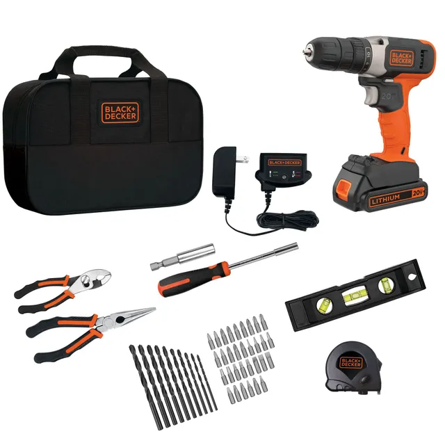 black-decker-20v-max-powerconnect-cordless-drill-with-49-piece-home-project-kit- image 1
