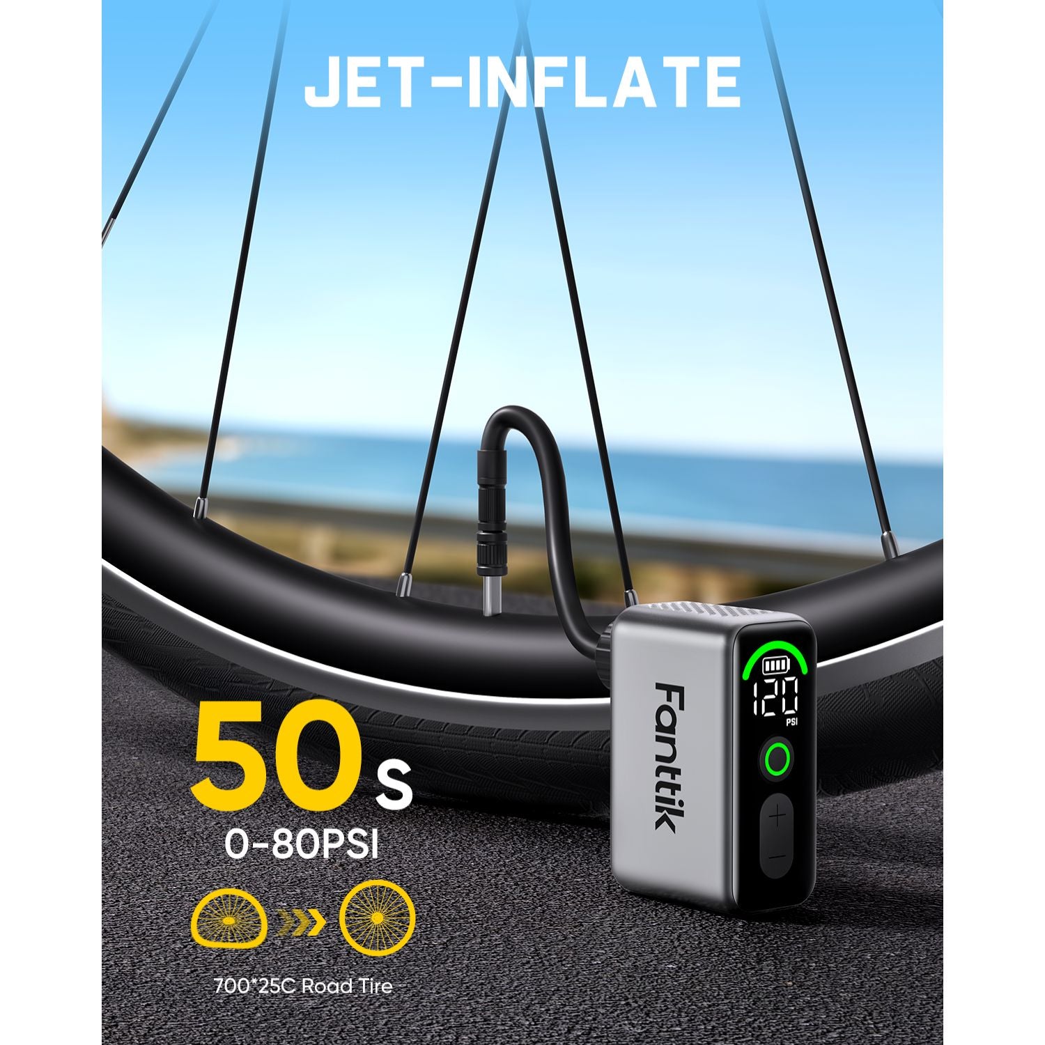 fanttik-x10-ace-tiny-bike-pump-cordless-electric-inflator-for-road-mountain-bike image 3