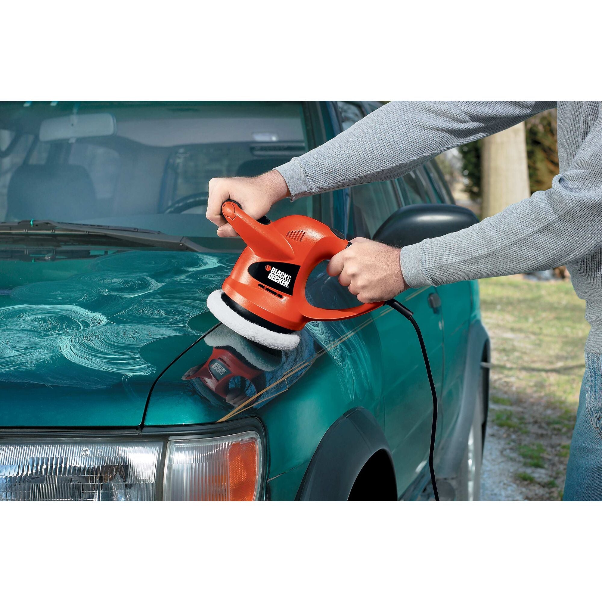 black-decker-6-inch-random-orbit-car-buffer-polisher-with-2-bonnets image 2