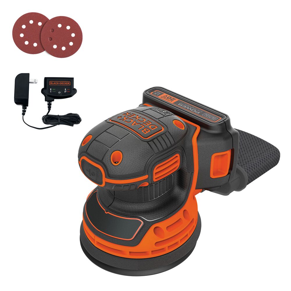 black-decker-20v-max-powerconnect-cordless-random-orbital-sander-battery-and-cha image 2