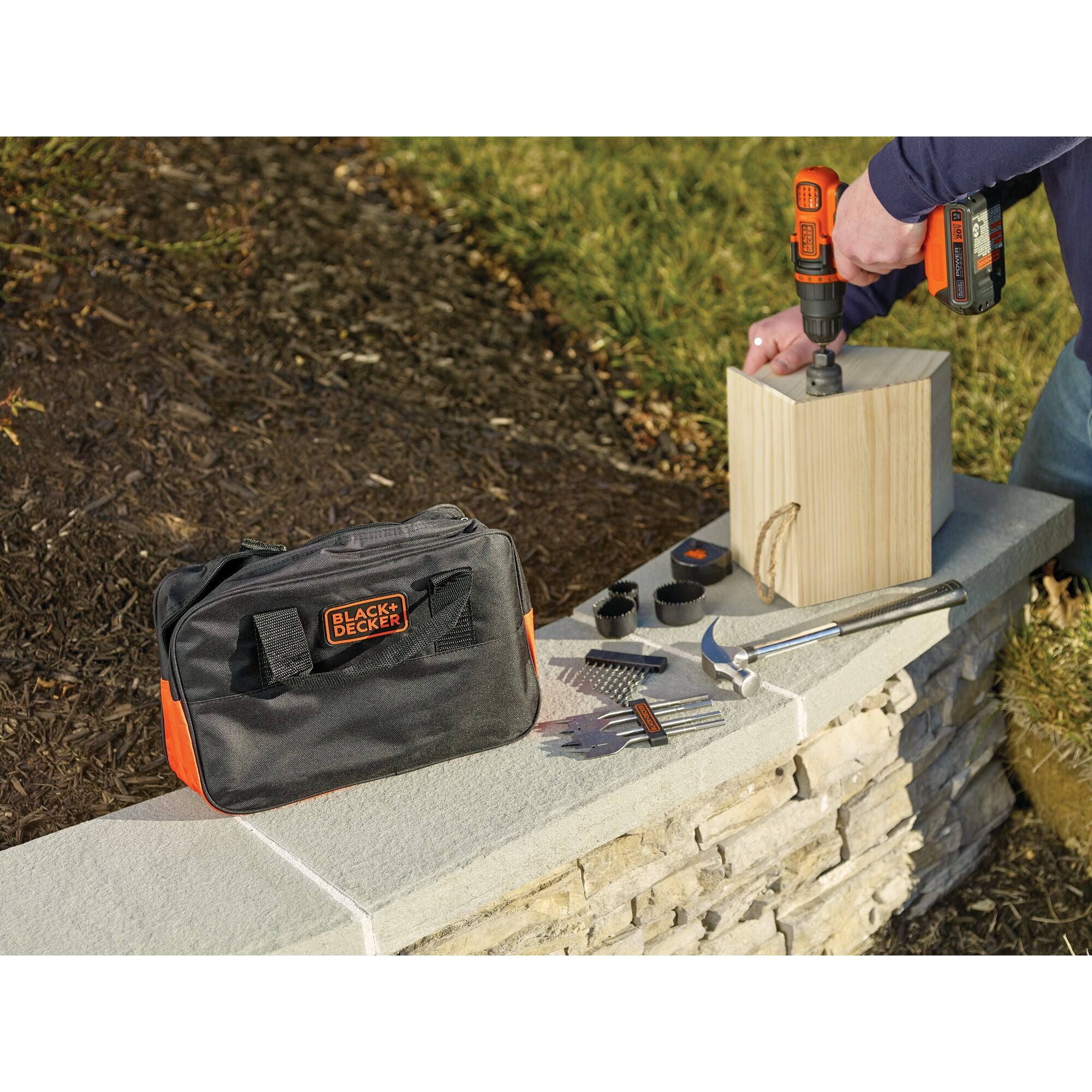 black-decker-20v-max-powerconnect-cordless-drill-driver-with-68-piece-project-ki image 2