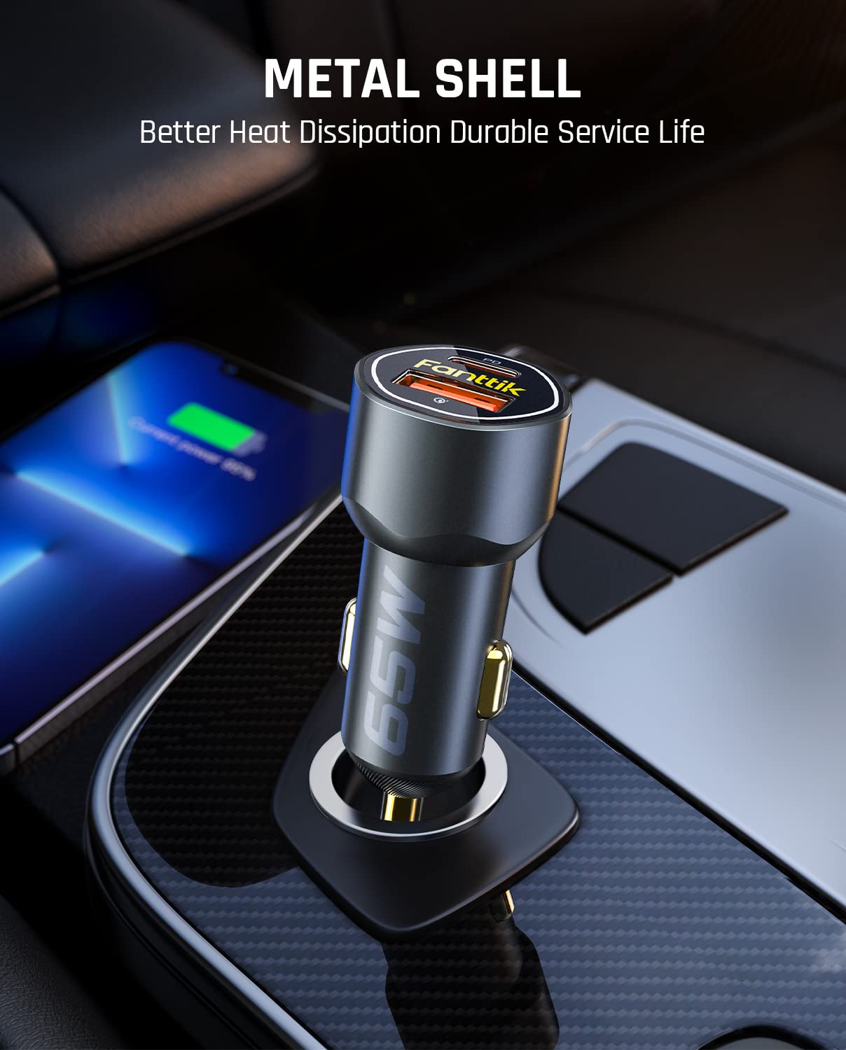 fanttik-65w-usb-c-car-charger-with-dual-ports-pd-45w-qc-18w-aluminum-alloy-led-r image 7