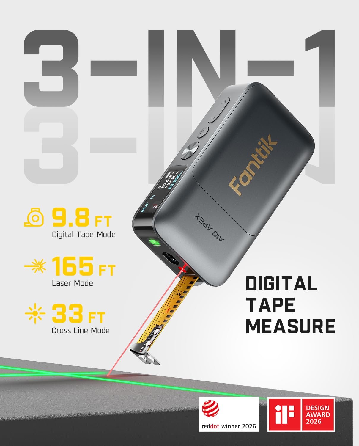 fanttik-a10-apex-3-in-1-digital-laser-tape-measure-with-hd-color-display-165ft-l image 2
