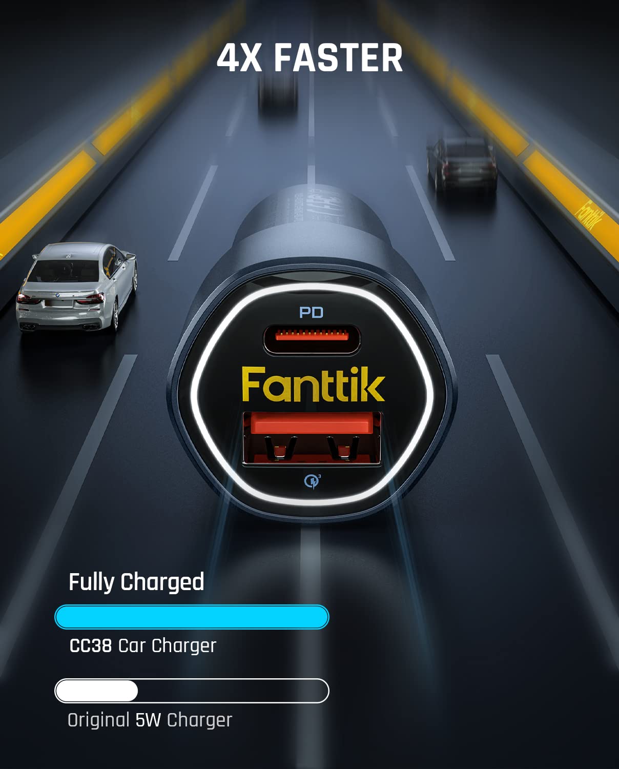 fanttik-usb-c-car-charger-38w-dual-port-with-pd3-0-qc3-0-fast-charging-for-iphon image 2