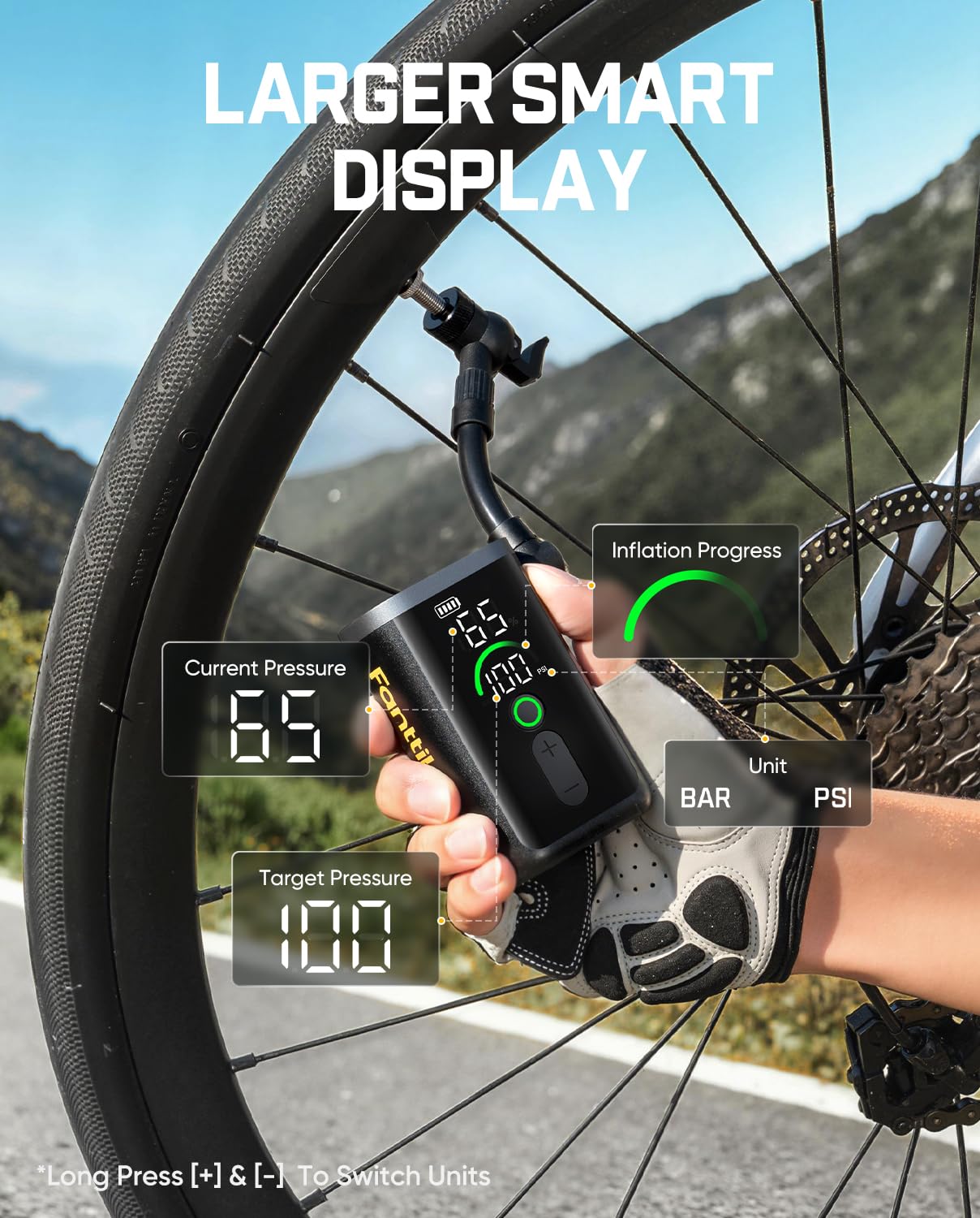 fanttik-x11-ace-mini-bike-pump-150psi-electric-air-pump-with-gauge-and-led-scree image 8