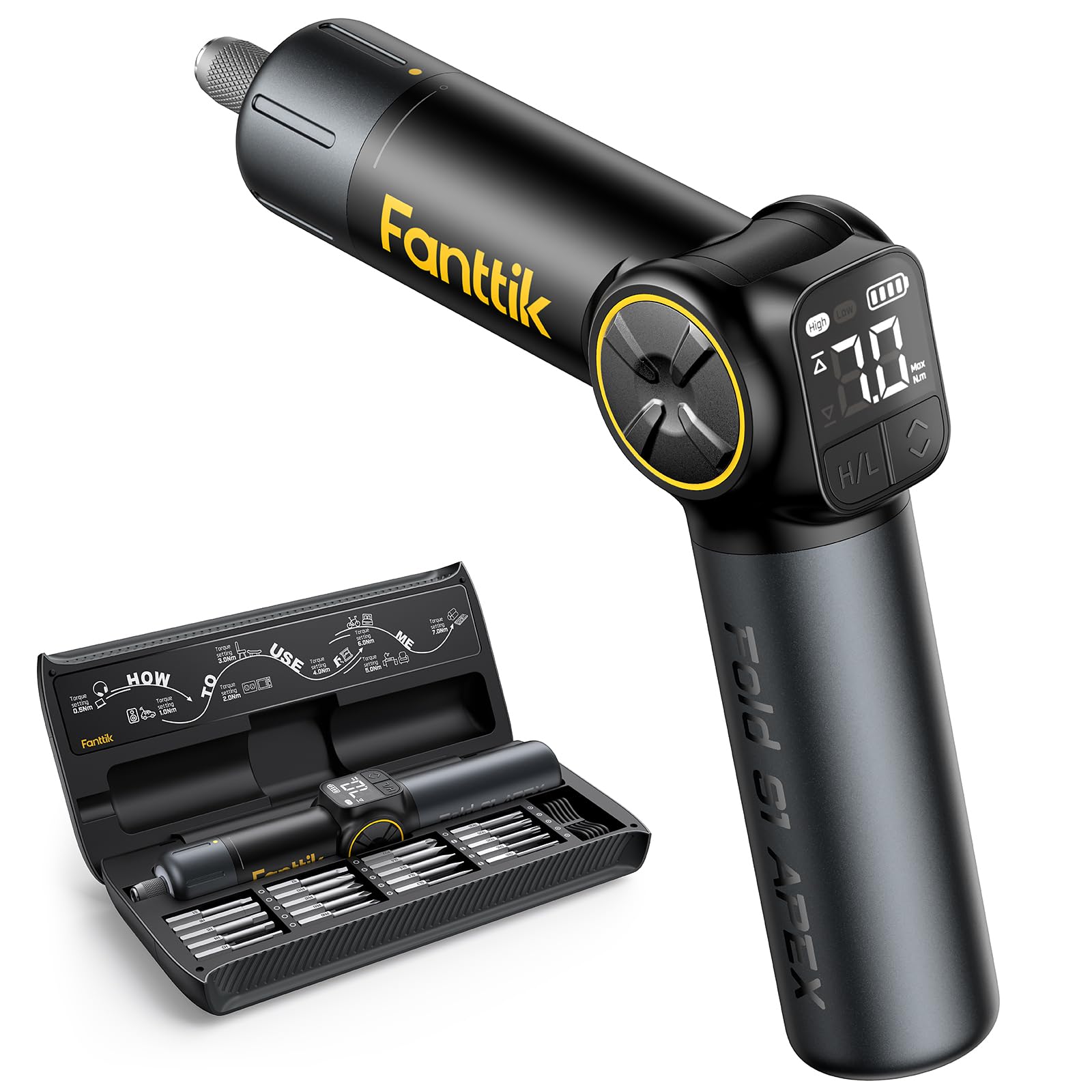 fannttik-s1-apex-electric-screwdriver-pivot-handle-7n-m-torque-2-speed-1-4-hex-s image 1