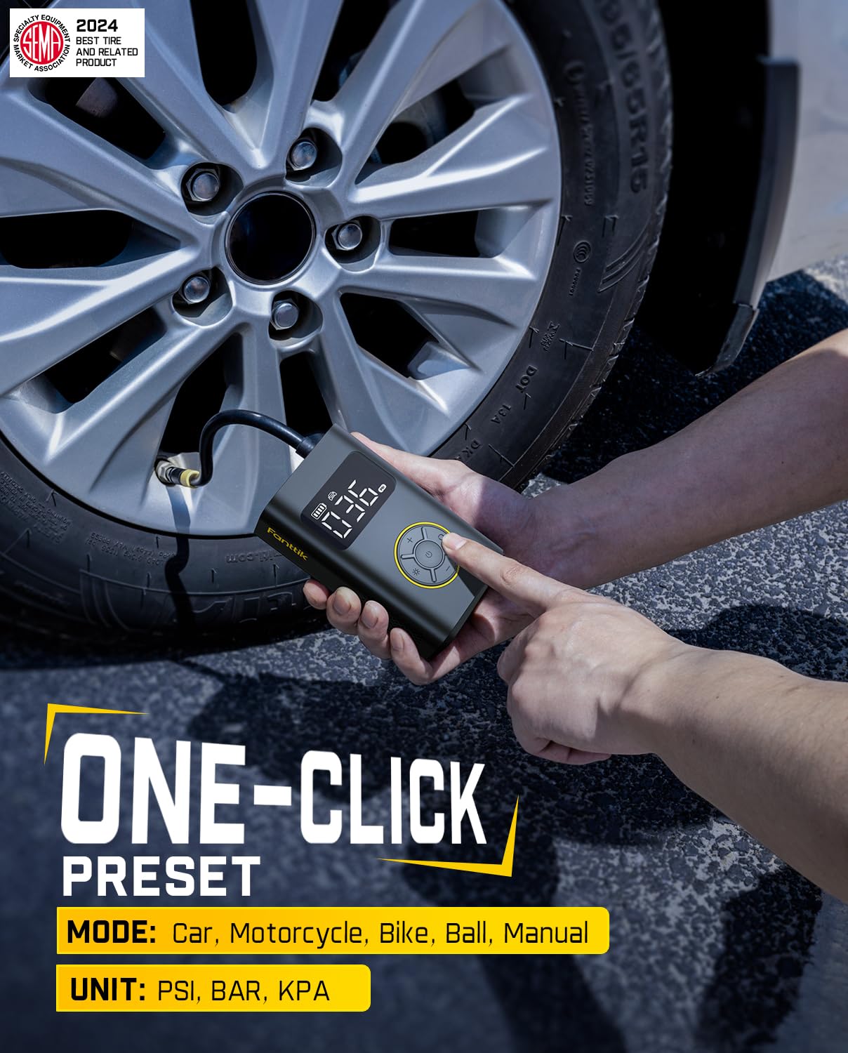 fanttik-x9-pro-portable-tire-inflator-150psi-cordless-air-compressor-with-digita image 7