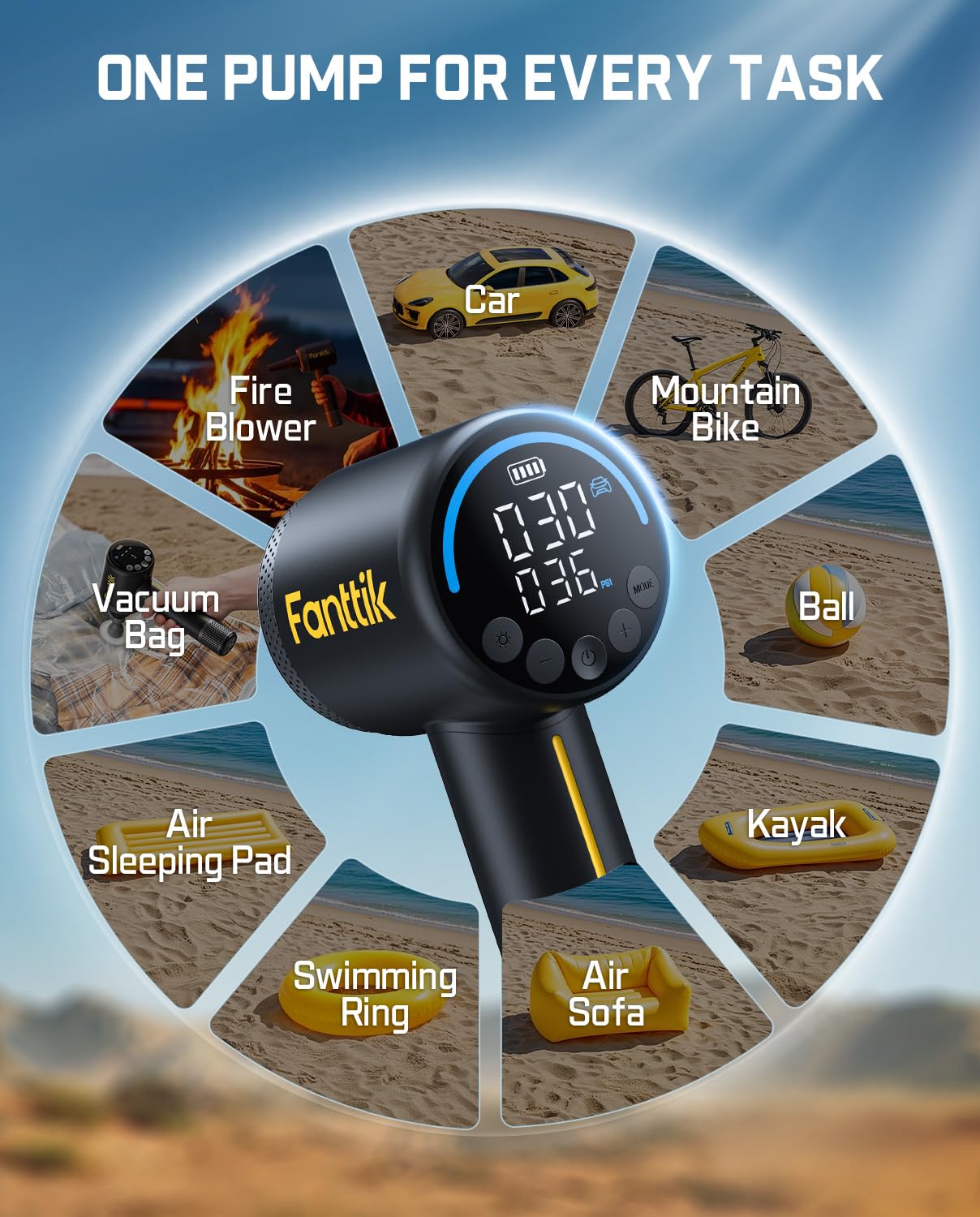fanttik-x9-classic-inflator-blower-2-in-1-tire-inflator-portable-air-compressor- image 2