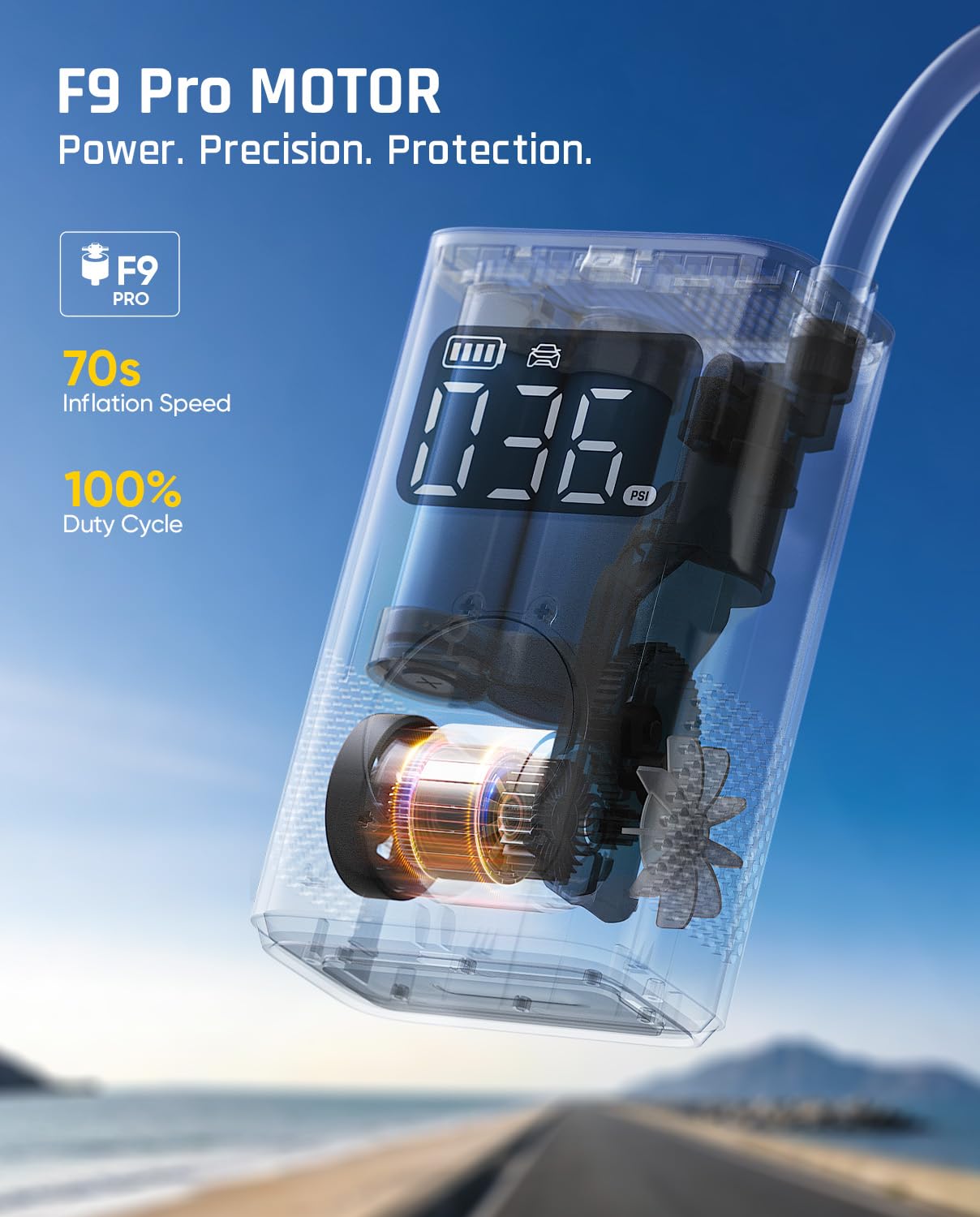 fanttik-x9-pro-portable-tire-inflator-150psi-cordless-air-compressor-with-digita image 4