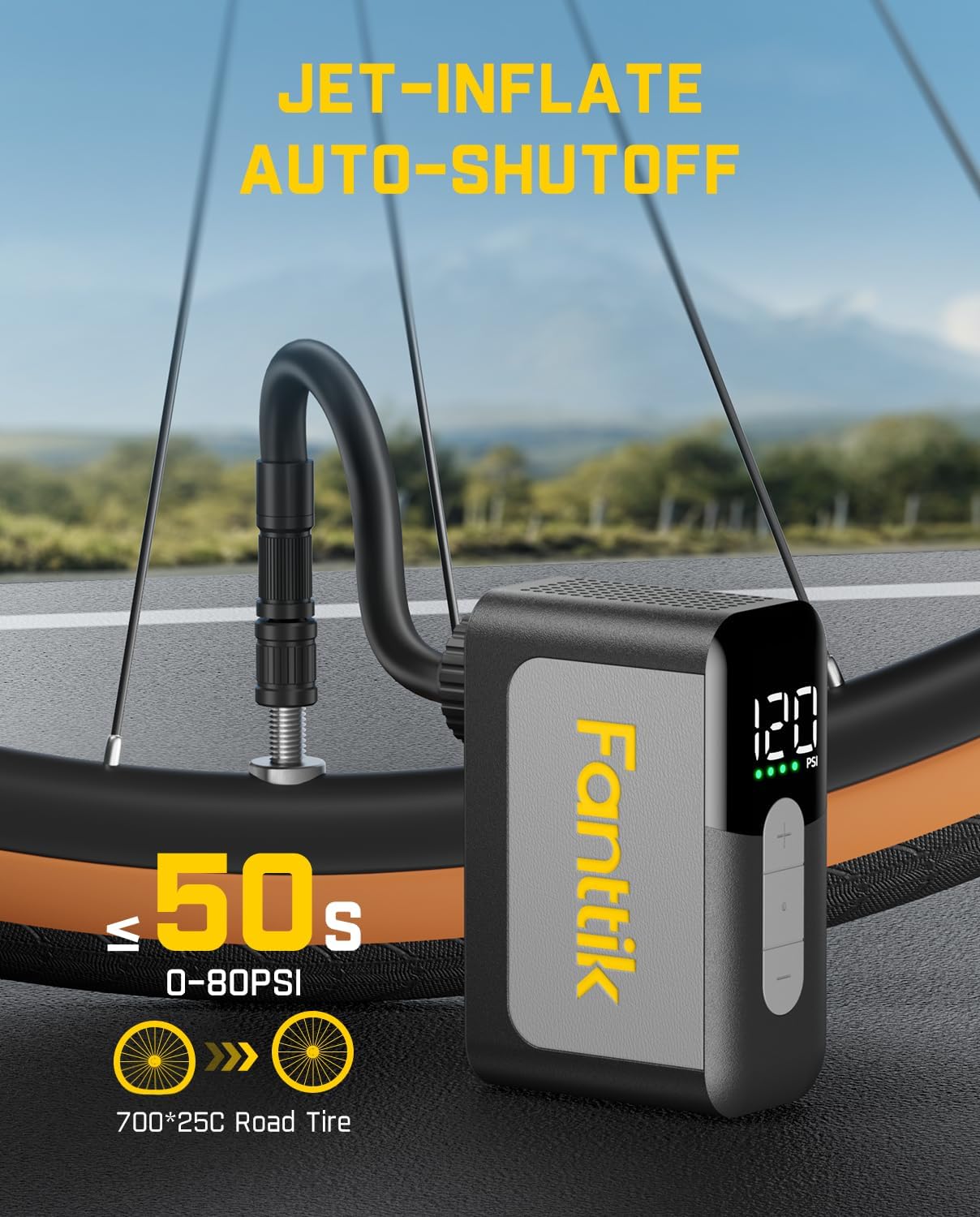fanttik-x10-ace-mini-bike-pump-with-gauge-120psi-electric-tiny-bike-pump-presta- image 3
