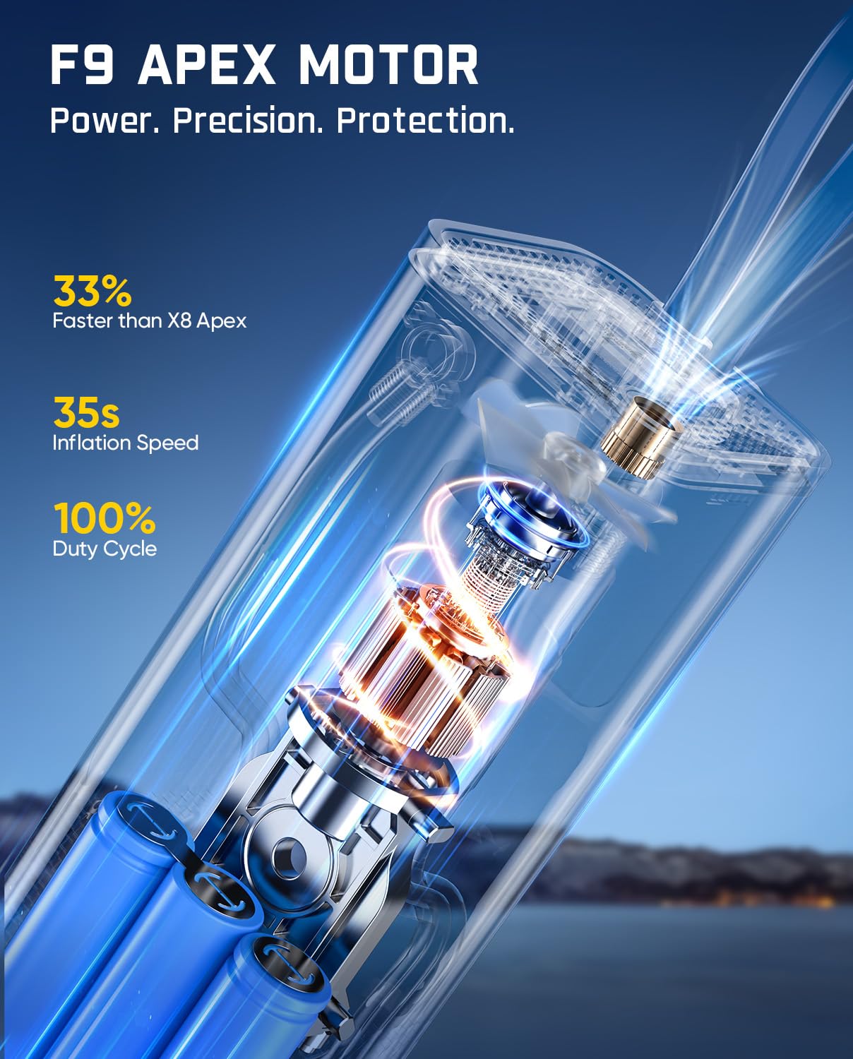fanttik-x9-apex-portable-air-compressor-35s-fast-inflation-150psi-cordless-tire- image 3