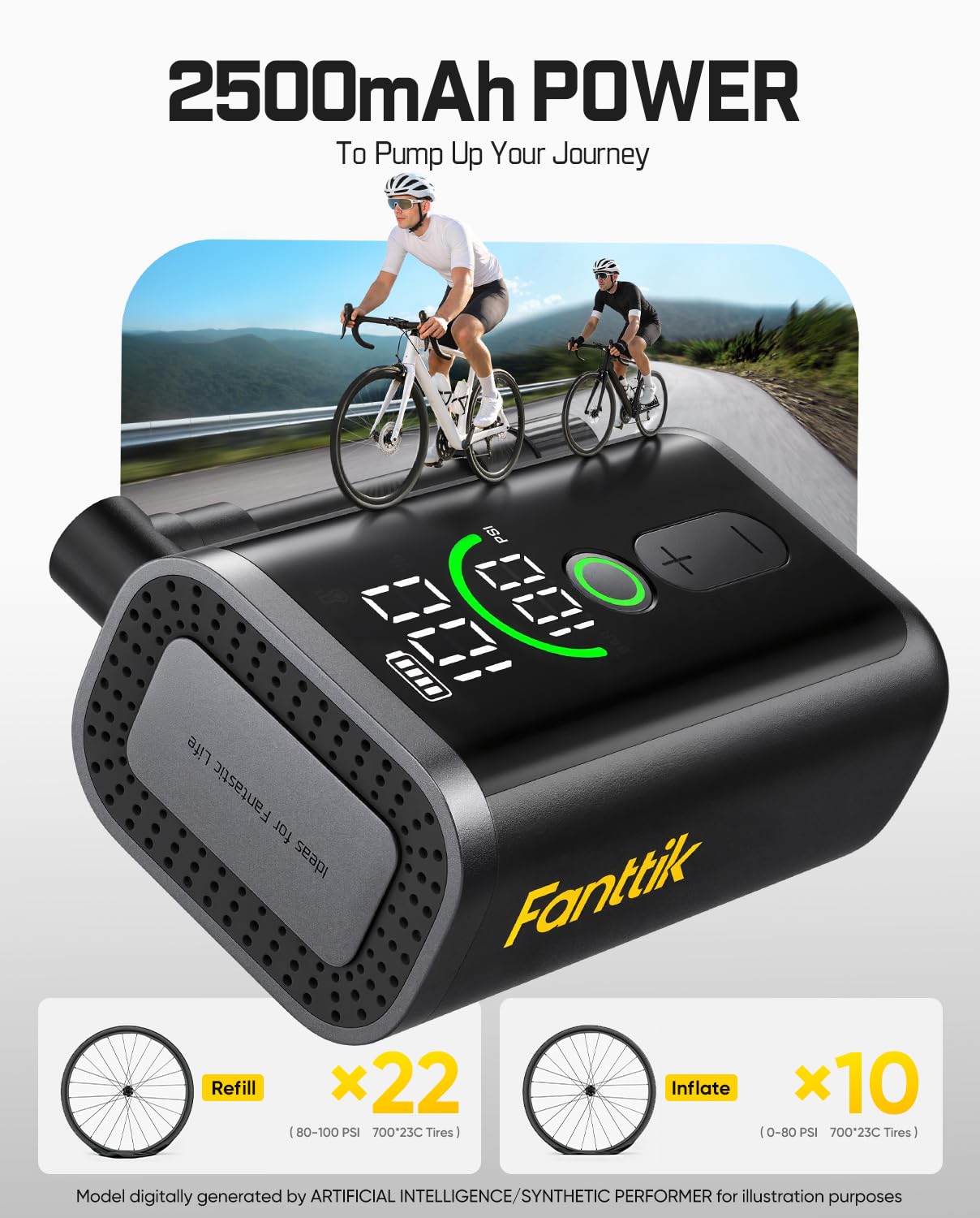 fanttik-x11-ace-mini-bike-pump-150psi-electric-air-pump-with-gauge-and-led-scree image 7