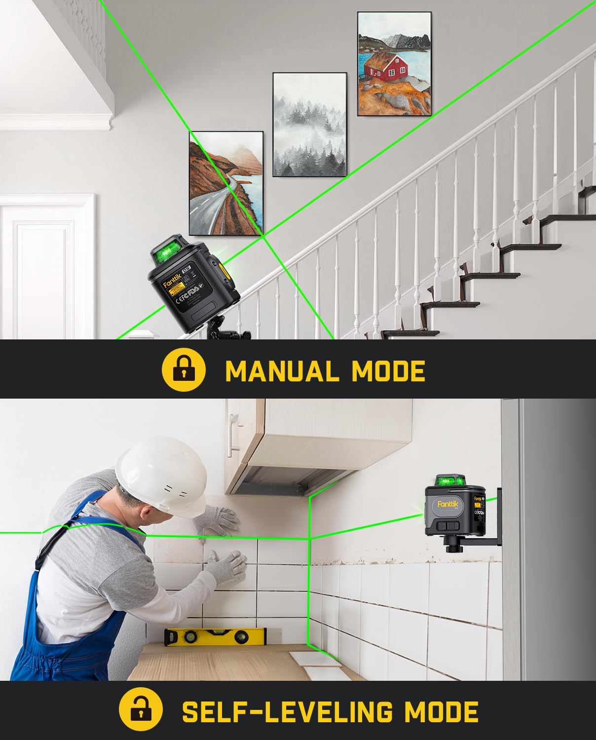 fanntik-d5-laser-level-360-self-leveling-green-cross-line-laser-with-100ft-range image 7