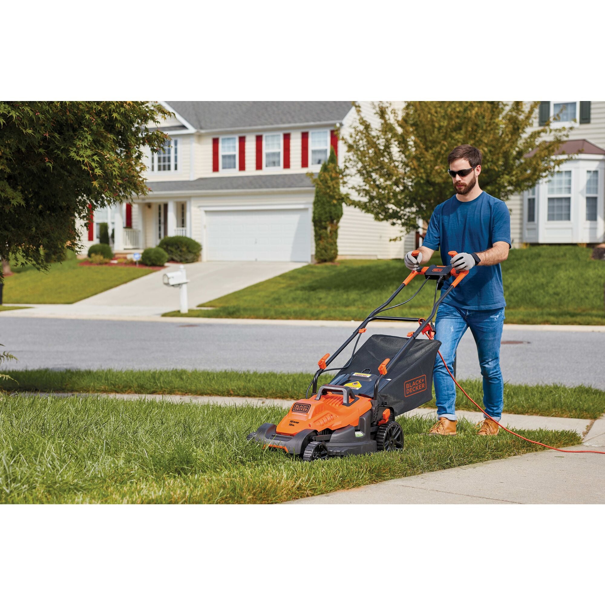 black-decker-10-amp-15-inch-corded-electric-lawn-mower-with-bike-handle image 2