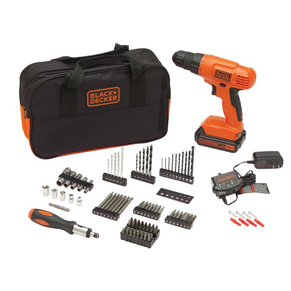 black-decker-powerconnect-cordless-drill-driver-with-100-piece-accessory-kit-bat image 1