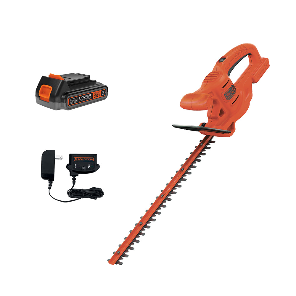 black-decker-20v-max-powerconnect-cordless-18-inch-hedge-trimmer-kit-battery-and image 1