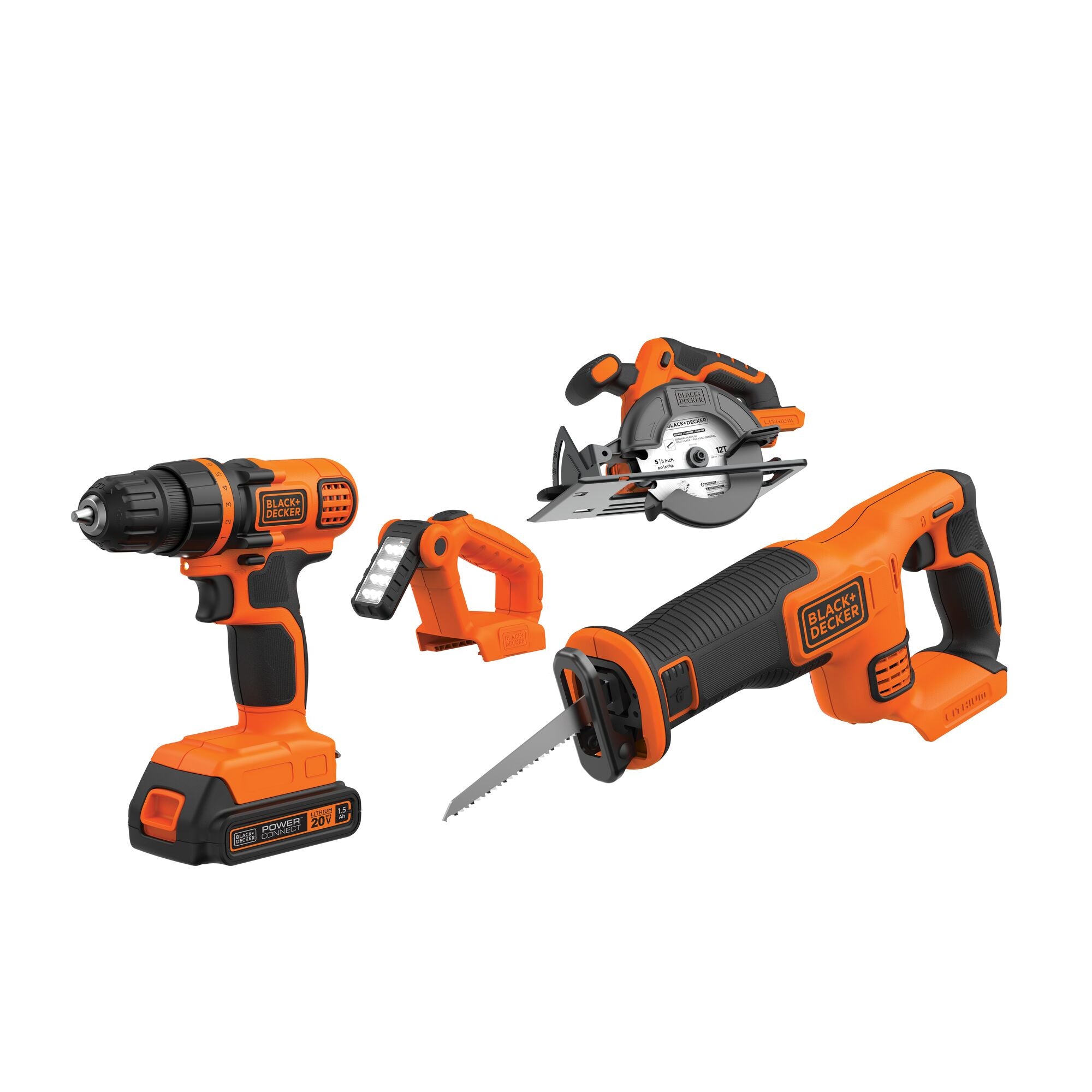 black-decker-20v-max-powerconnect-4-tool-combo-kit-drill-driver-circular-saw-rec image 1