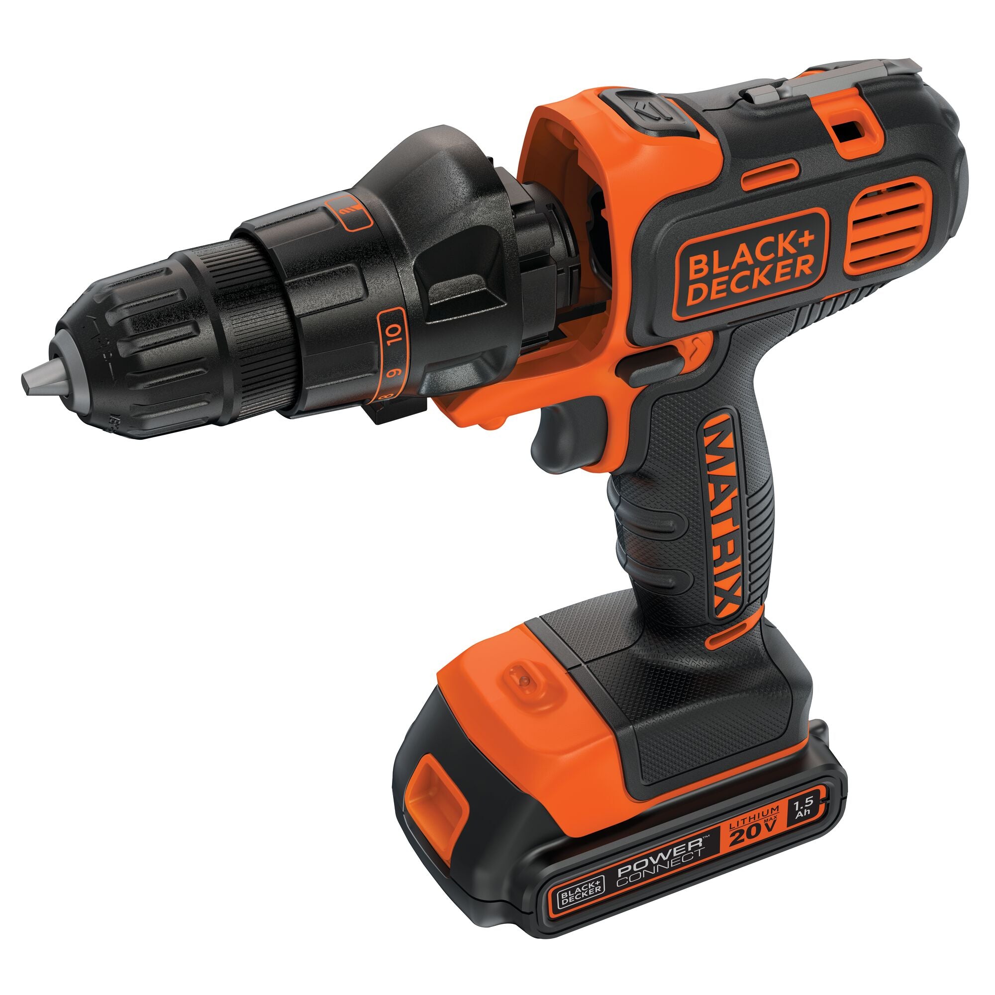 black-decker-20v-max-powerconnect-matrix-cordless-drill-driver-with-battery-and- image 1