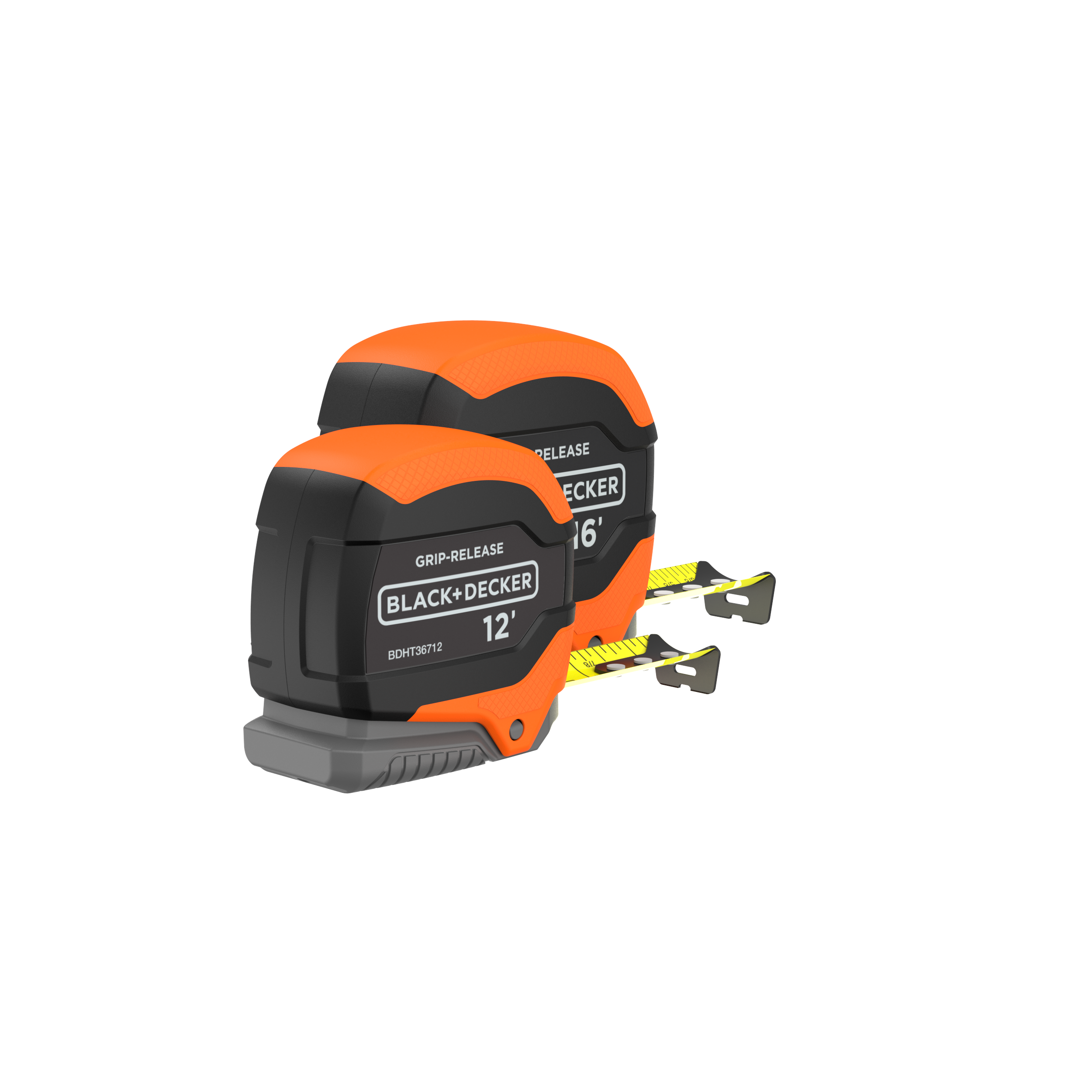 black-decker-tape-measure-bundle-grip-release-self-lock-12-foot-16-foot-2-pack image 1