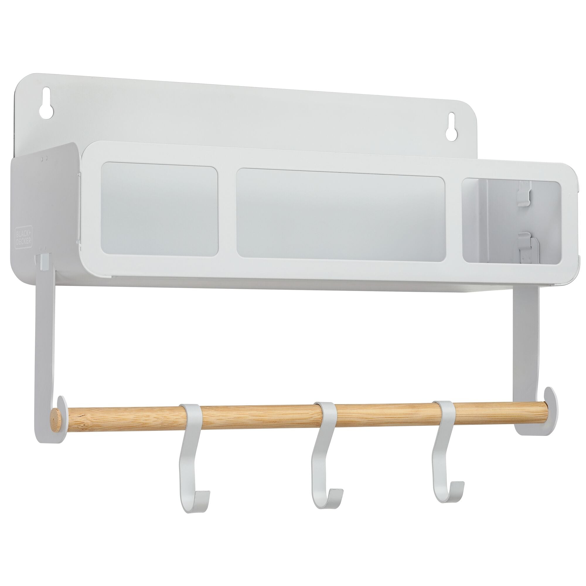black-decker-hanging-magnetic-rack-system-shelf-with-brackets-white-tan image 1