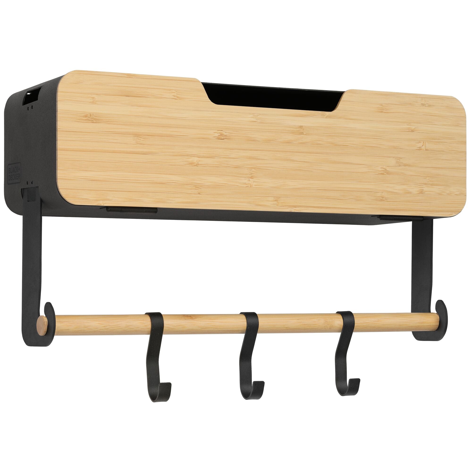 black-decker-hanging-magnetic-rack-system-shelf-with-door-and-brackets-black-tan image 1