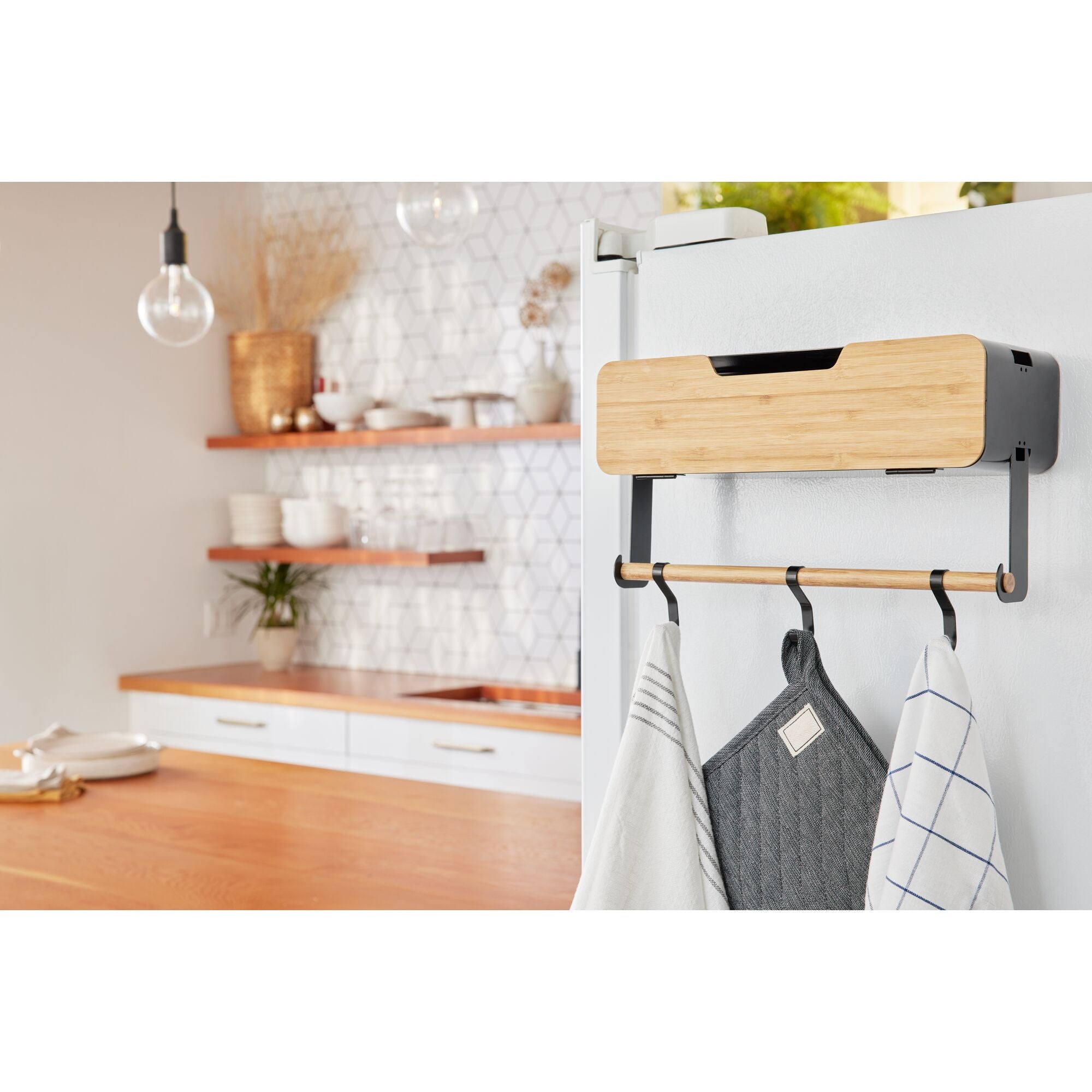 black-decker-hanging-magnetic-rack-system-shelf-with-door-and-brackets-black-tan image 2