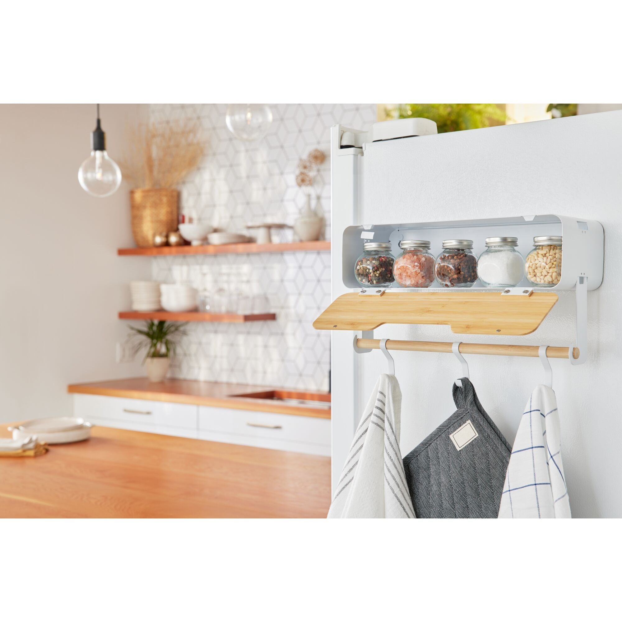 black-decker-hanging-magnetic-rack-system-shelf-with-door-white-tan image 2