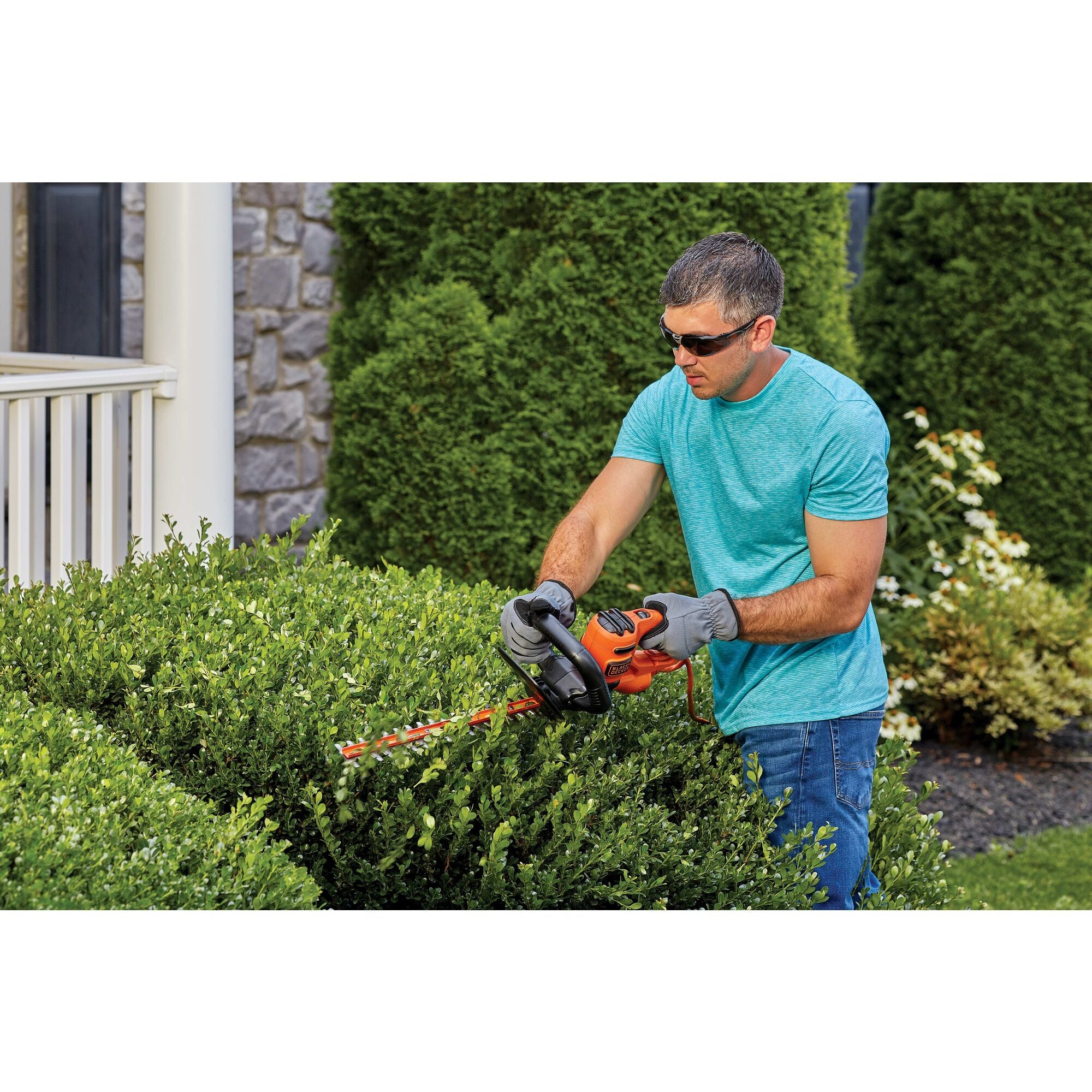 black-decker-16-inch-electric-hedge-trimmer-3-0-amp-compact-and-lightweight-with image 3