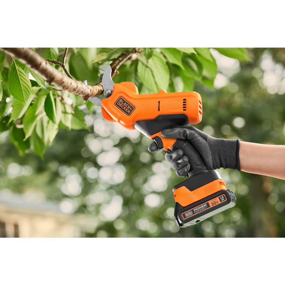black-decker-20v-max-powerconnect-cordless-pruner-kit-1-5ah-battery-charger-incl image 2