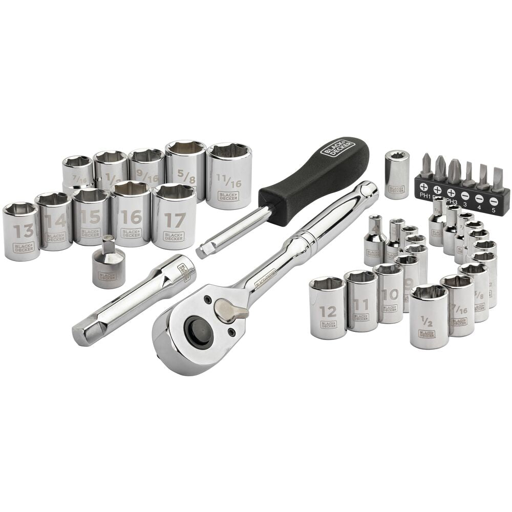 black-decker-40-piece-chrome-mechanic-socket-set-with-carrying-case image 1