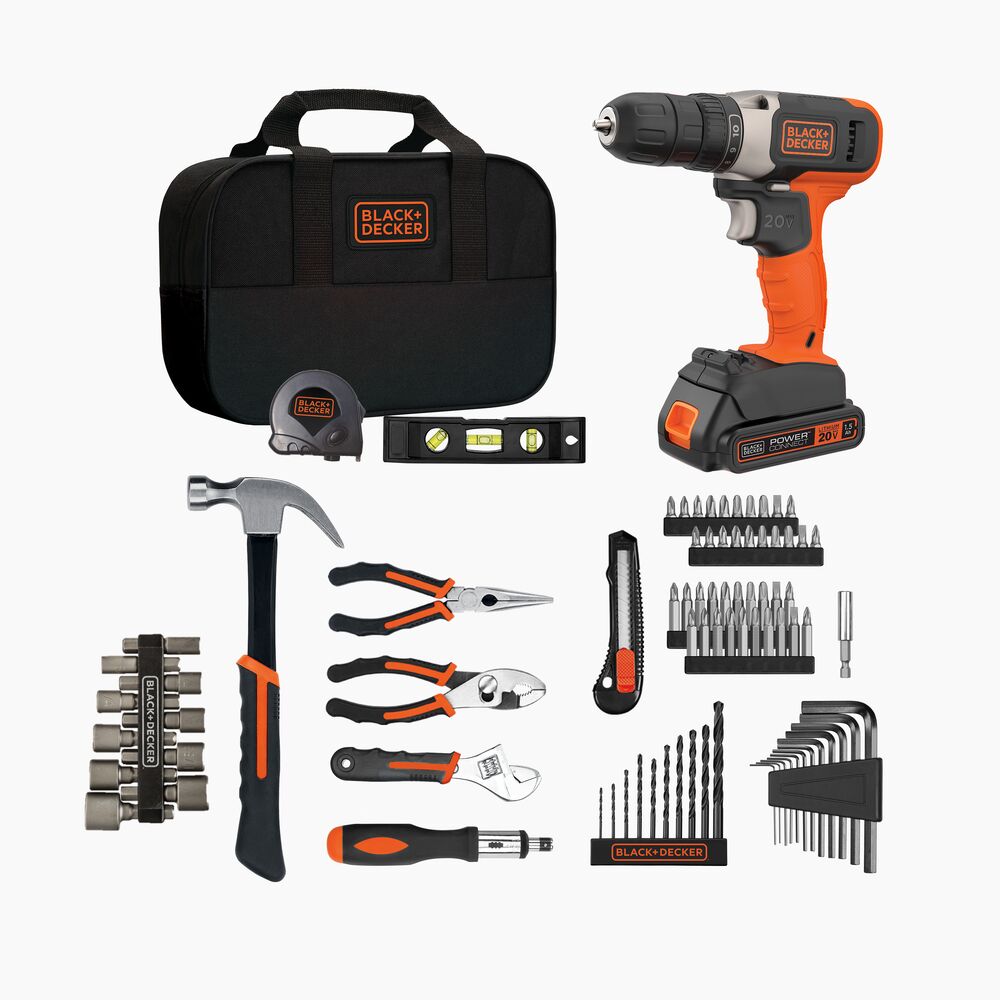 black-decker-20v-max-powerconnect-cordless-drill-driver-with-83-piece-home-proje image 1