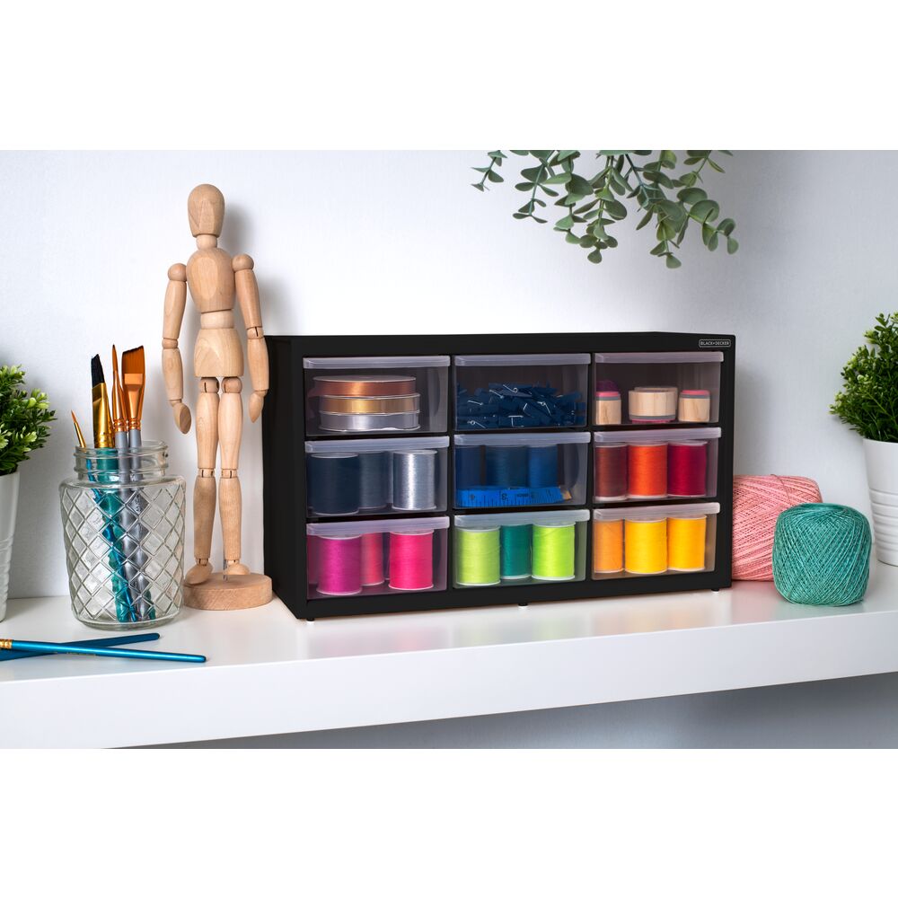 black-decker-large-9-drawer-bin-system-black-stackable-storage-organizer image 2