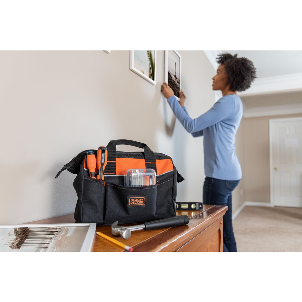 black-decker-16-inch-wide-mouth-tool-bag-with-6-interior-loops-and-multiple-pock image 2