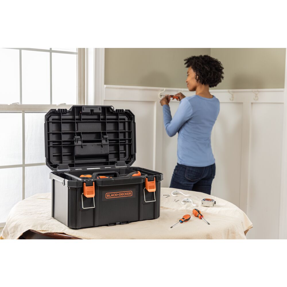 black-decker-stackable-storage-system-3-piece-set-small-deep-toolbox-rolling-tot image 2